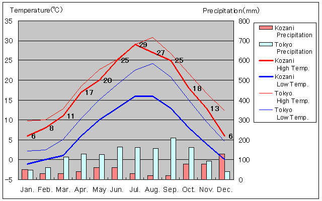 Kozani Temperature Graph