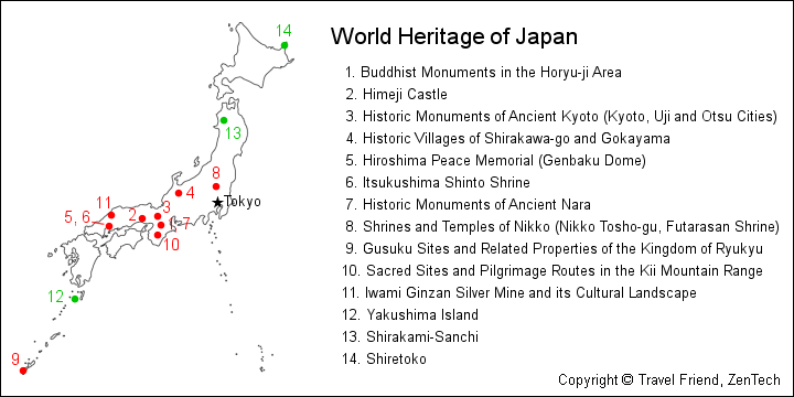 Japan World Heritage map