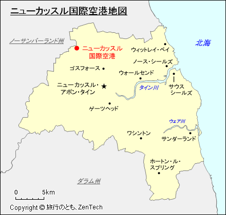 ニューカッスル国際空港地図