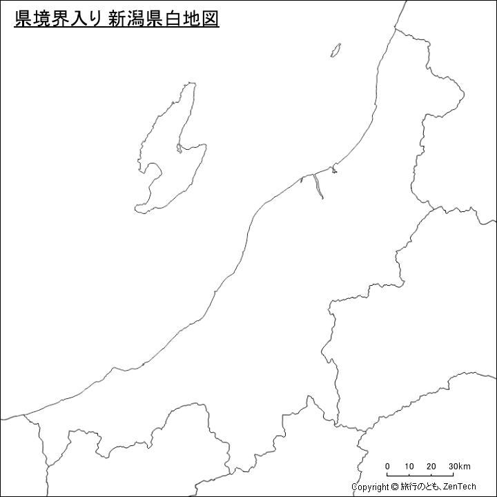 県境界入り 新潟県白地図