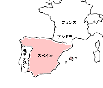 スペインと周辺国の地図