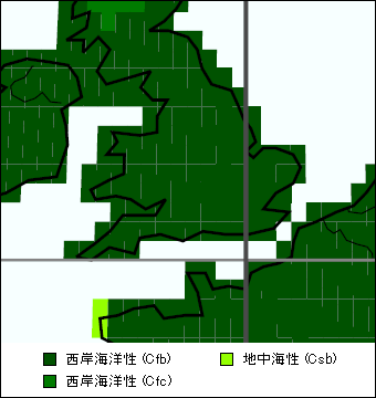 ウェスト・ミッドランズ気候区分地図