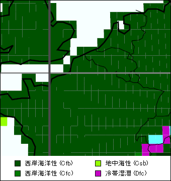 ノール＝パ・ド・カレー地方気候区分地図