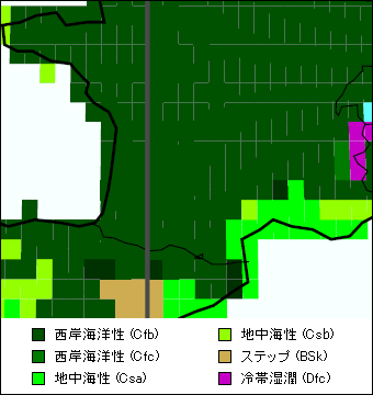 ポワトゥー＝シャラント地方気候区分地図