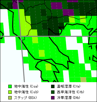 テッサリア地方 気候区分地図