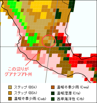 グアナフアト州気候区分地図