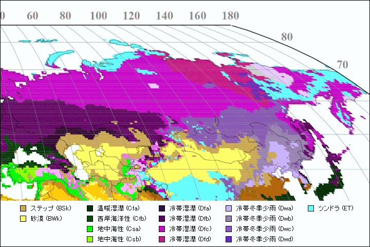 ロシア気候区分地図