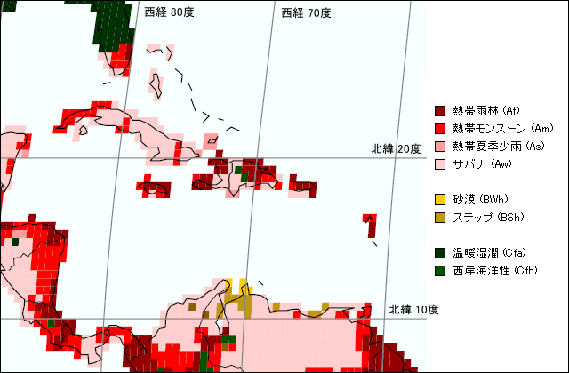 カリブ海気候区分地図
