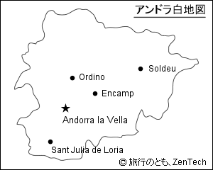 主要都市名入りアンドラ白地図