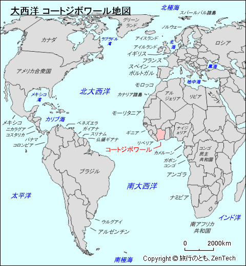 大西洋 コートジボワール地図