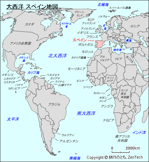 大西洋 スペイン地図