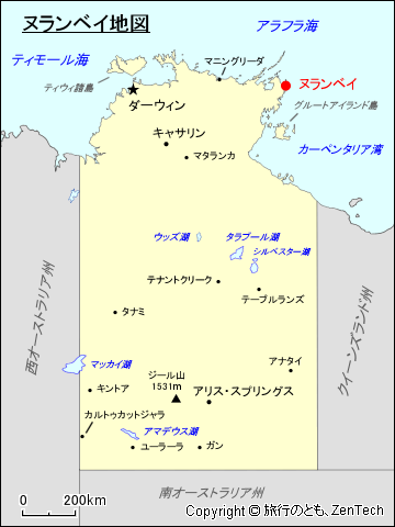 ノーザンテリトリー ヌランベイ地図