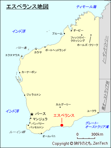 西オーストラリア州エスペランス地図