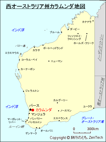 西オーストラリア州カラムンダ地図