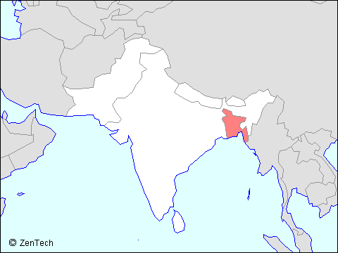 南アジアにおけるバングラデシュの位置