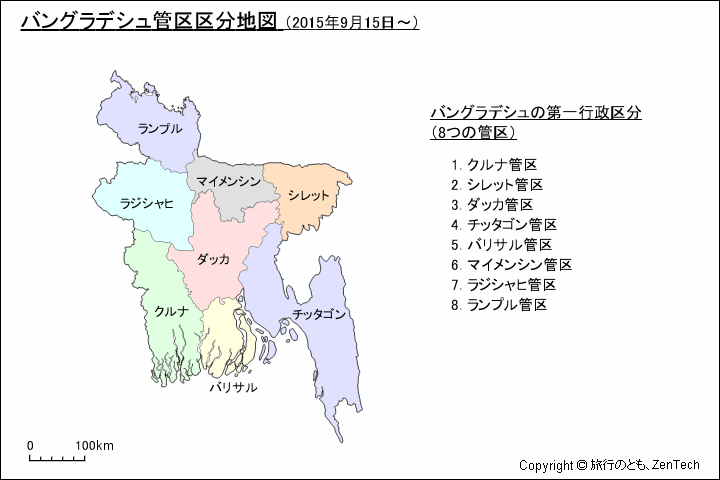 バングラデシュ管区区分地図