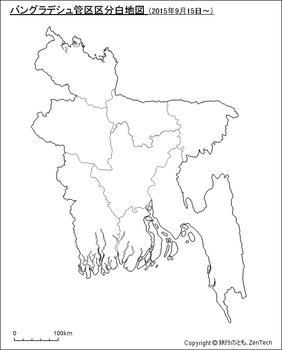 バングラデシュ管区区分白地図