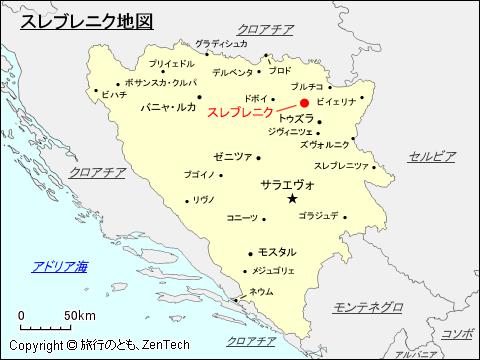 スレブレニク地図