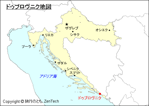 クロアチアにおけるドゥブロヴニク地図