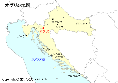 クロアチアにおけるオグリン地図