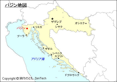 クロアチアにおけるパジン地図