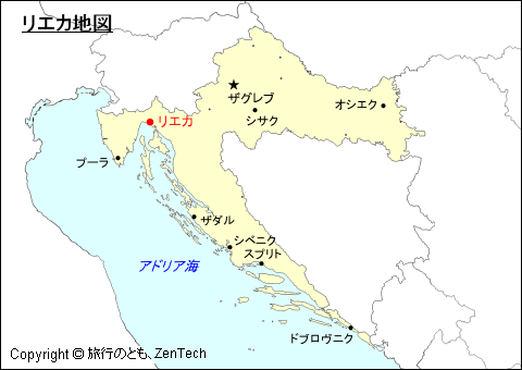 クロアチアにおけるリエカ地図