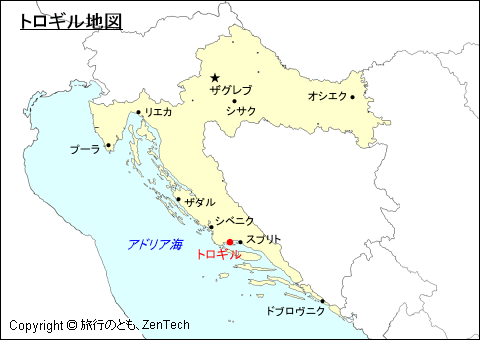 クロアチアにおけるトロギル地図