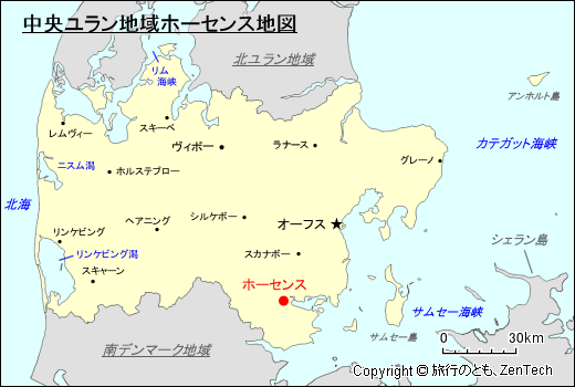 中央ユラン地域ホーセンス地図