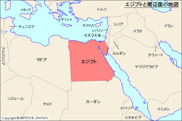 エジプトと周辺国の地図