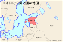 エストニアと周辺国の地図