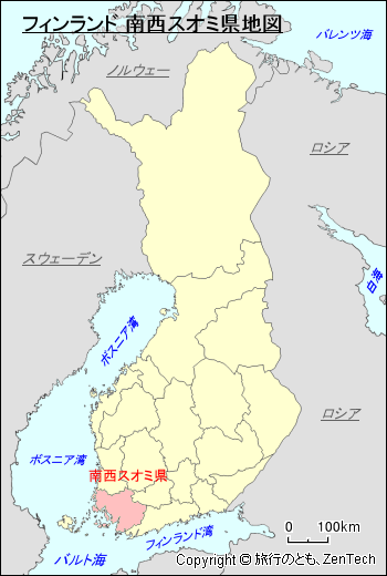 フィンランド 南西スオミ県地図