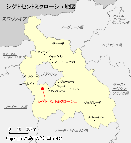 ペシュト県シゲトセントミクローシュ地図