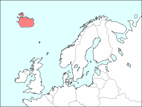 北ヨーロッパにおけるアイスランドの位置