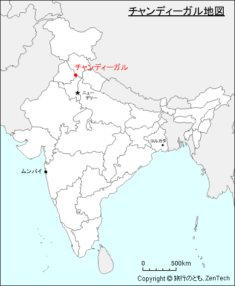 インドにおけるチャンディーガル地図