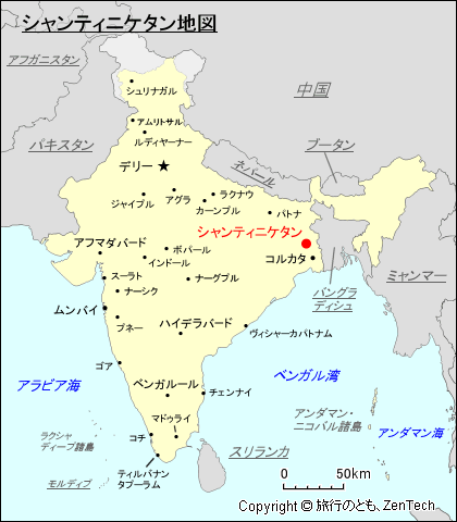シャンティニケタン地図