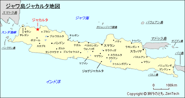 ジャワ島ジャカルタ地図