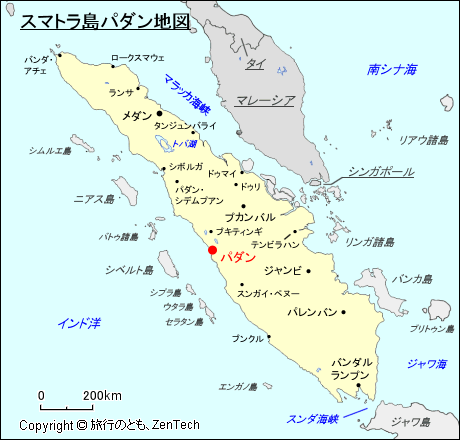 スマトラ島パダン地図
