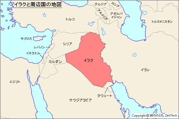 イラクと周辺国の地図