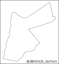 小サイズのヨルダン白地図（国境線のみ）