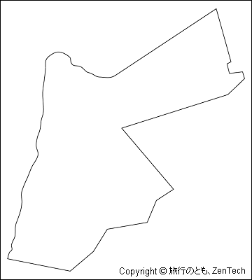 中サイズのヨルダン白地図（国境線のみ）