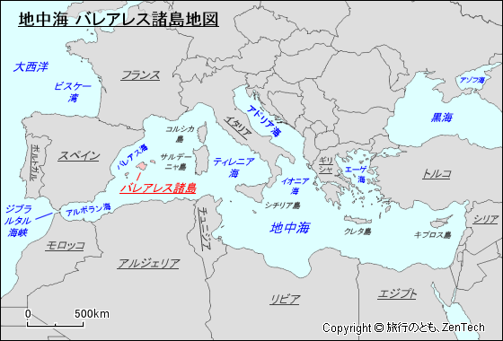 地中海 バレアレス諸島地図
