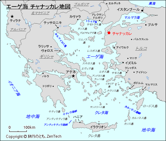 エーゲ海 チャナッカレ地図