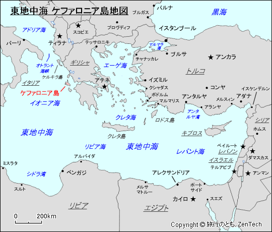 東地中海 ケファロニア島地図