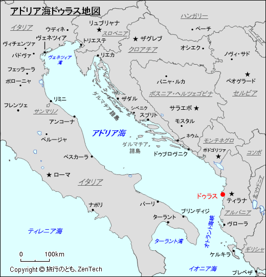 アドリア海ドゥラス地図