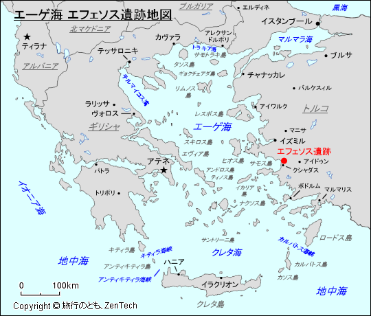 エーゲ海 エフェソス遺跡地図