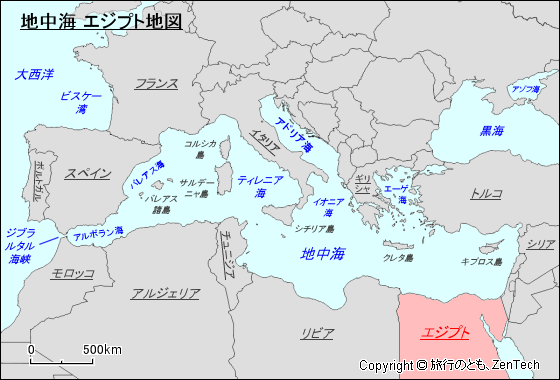 地中海 エジプト地図