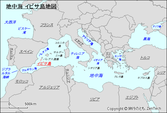 地中海 イビサ島地図
