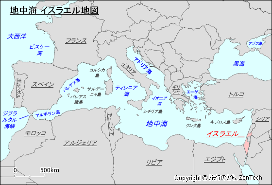 地中海 イスラエル地図