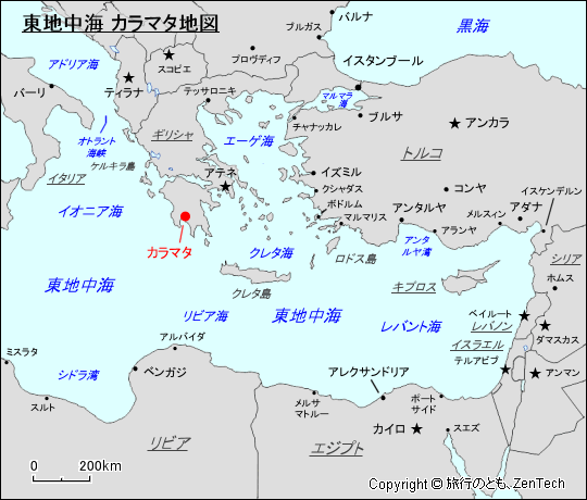 東地中海 カラマタ地図