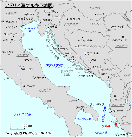 アドリア海ケルキラ地図